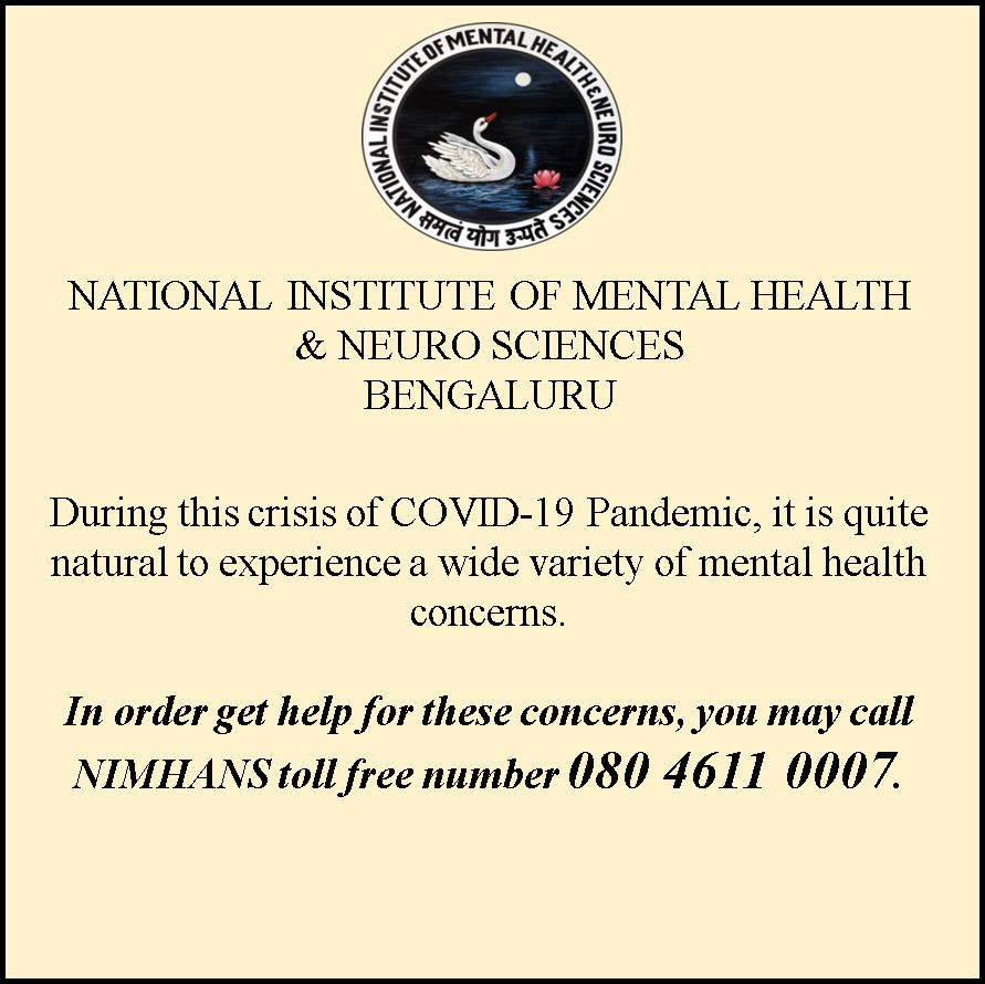 NIMHANS PSYCHOSOCIAL SUPPORT AND MENTAL HEALTH SERVICES HELPLINE